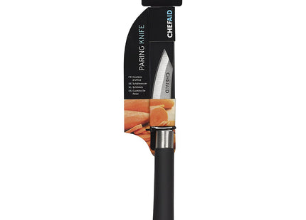 Chef Aid Stainless Steel Paring Knife, 3 Inch - Soft Grip Handle for Precision Cutting, Ideal for Peeling and Detailed Food Prep