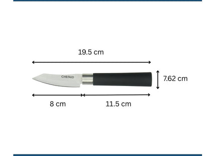 Chef Aid Stainless Steel Paring Knife, 3 Inch - Soft Grip Handle for Precision Cutting, Ideal for Peeling and Detailed Food Prep