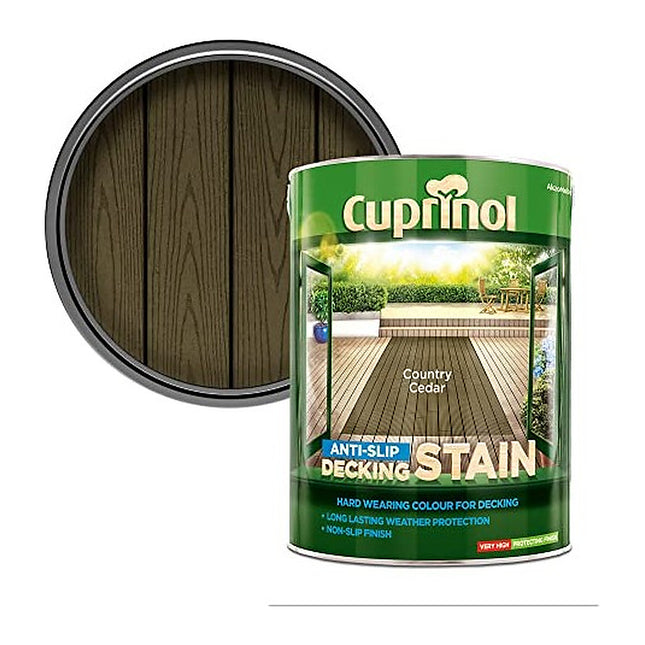 Cuprinol Anti-Slip Decking Stain Exterior Woodcare, Country Cedar 5 Litre 5097039