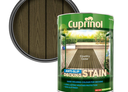 Cuprinol Anti-Slip Decking Stain Exterior Woodcare, Country Cedar 5 Litre 5097039