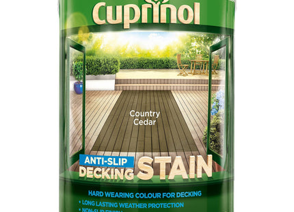 Cuprinol Anti-Slip Decking Stain Exterior Woodcare, Country Cedar 5 Litre 5097039