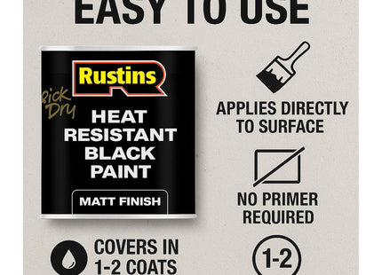 Rustins Heat Resistant Black Paint 500ml