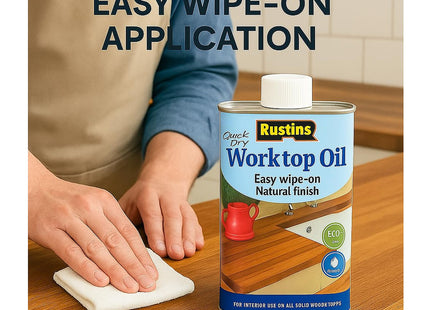 Rustins Worktop Oil - Premium Wood Treatment for Enhanced Durability, Water Resistance, and Natural Finish - Ideal for Kitchen Surfaces 1 Litre
