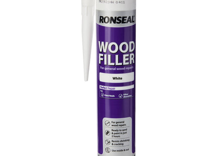 Ronseal 310ml Multi-Purpose Wood Filler Cartridge - White MPWFW310