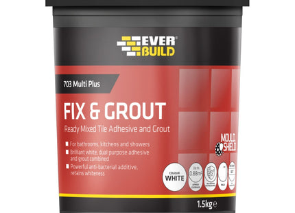 Everbuild Ever Build ! 703 Fix & Grout Adh 1.5kg/1 Litre, Brilliant White