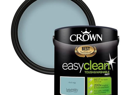 Crown Easyclean Duck Egg Matt Emulsion Wall Paint - Stain Resistant 2.5 Litre