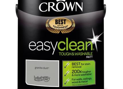 Crown Easyclean Matt Emulsion Wall Paint Granite Dust - Stain Resistant 2.5 Litre