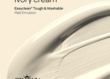 Crown Easyclean Cream Matt Emulsion Wall Paint - Stain Resistant 2.5 Litre