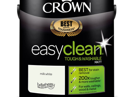 Crown Easyclean Matt Emulsion Wall Paint Milk White - Stain Resistant 2.5 Litre