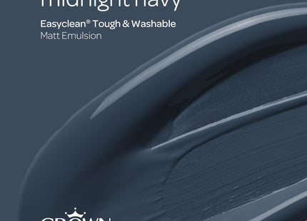 Crown Easyclean Matt Emulsion Wall Paint Midnight Navy - Stain Resistant 2.5 Litre