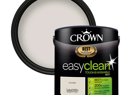 Crown Easyclean Matt Emulsion Wall Paint Snowfall - Stain Resistant 2.5 Litre