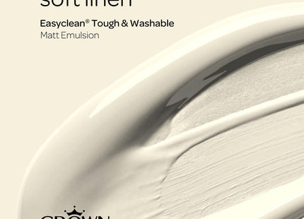 Crown Easyclean Matt Emulsion Wall Paint Soft Linen - Stain Resistant 2.5 Litre