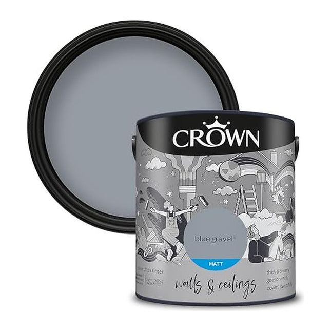 Crown Walls & Ceilings Matt Emulsion Paint 2.5 Litre - Blue Gravel