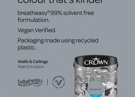 Crown Walls & Ceilings Matt Emulsion Paint 2.5 Litre - Blue Gravel