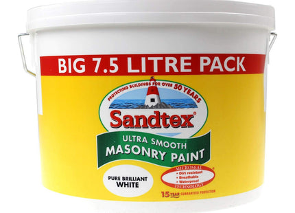 Sandtex Ultra Smooth Masonry Paint - Pure Brilliant White - 7.5 Litre