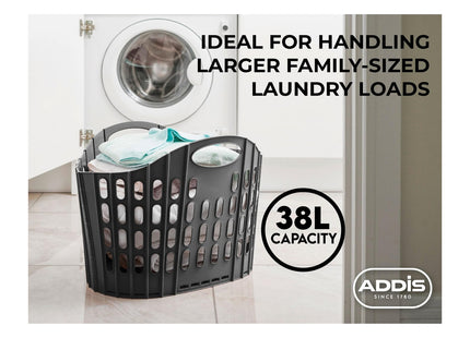 Addis Fold Flat Easy Store Laundry Basket Hamper, Grey & Mint, 38 Litre 518163