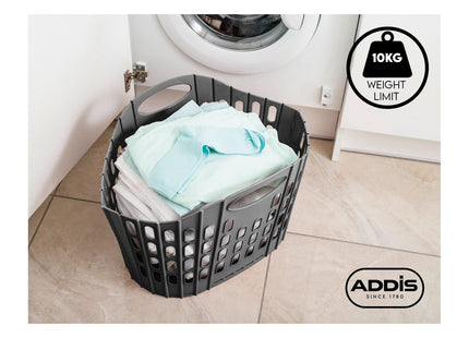 Addis Fold Flat Easy Store Laundry Basket Hamper, Grey & Mint, 38 Litre 518163