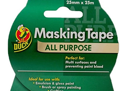 Shurtape Duck Tape All Purpose Masking Tape 25mm x 25m, indoor painting and decorating for multi surfaces prevent paint bleed