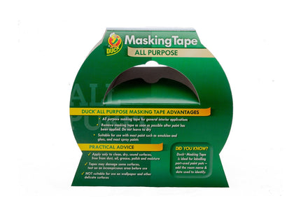 Shurtape Duck Tape All Purpose Masking Tape 25mm x 25m, indoor painting and decorating for multi surfaces prevent paint bleed