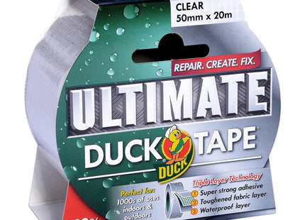 Shurtape Duck Tape Ultimate Cloth Tape Clear 50mm x 20m. The ultimate high strength waterproof gaffer and duct adhesive cloth repair tape