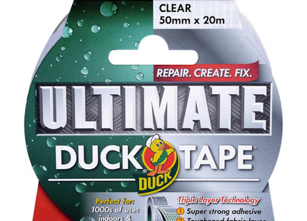 Shurtape Duck Tape Ultimate Cloth Tape Clear 50mm x 20m. The ultimate high strength waterproof gaffer and duct adhesive cloth repair tape