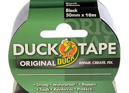 Shurtape Duck Tape Original Black, 50mm x 10m. The original high strength waterproof gaffer and duct adhesive cloth repair tape