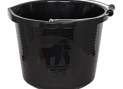 Red Gorilla Premium Builder's Bucket Black 14 Litre 3 Gallon Heavy Duty Strong Metal Handle Moulded Grip Multi Purpose Food Grade Plastic
