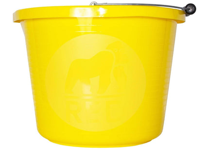 Red Gorilla Premium Builder's Bucket Yellow 14 Litre 3 Gallon Heavy Duty Strong Metal Handle Moulded Grip Multi Purpose Food Grade Plastic
