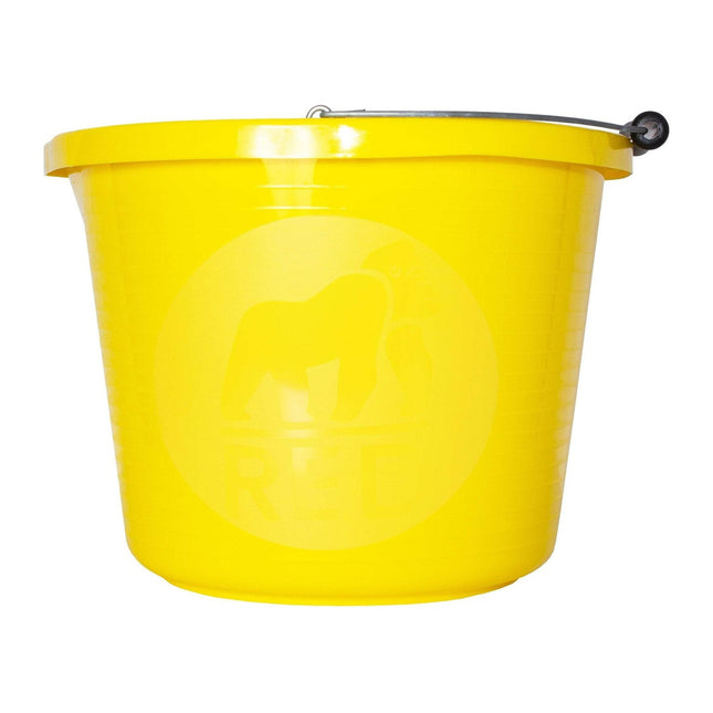 Red Gorilla Premium Builder's Bucket Yellow 14 Litre 3 Gallon Heavy Duty Strong Metal Handle Moulded Grip Multi Purpose Food Grade Plastic
