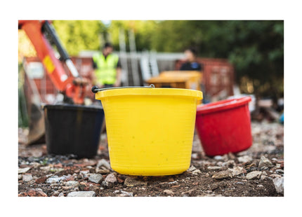 Red Gorilla Premium Builder's Bucket Yellow 14 Litre 3 Gallon Heavy Duty Strong Metal Handle Moulded Grip Multi Purpose Food Grade Plastic
