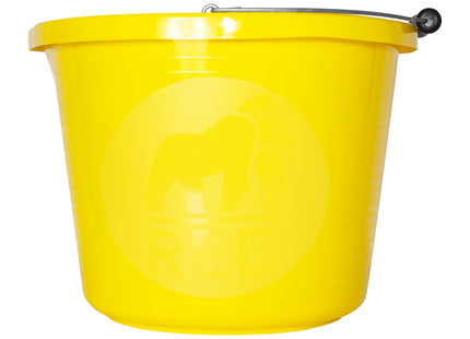 Red Gorilla Premium Builder's Bucket Yellow 14 Litre 3 Gallon Heavy Duty Strong Metal Handle Moulded Grip Multi Purpose Food Grade Plastic