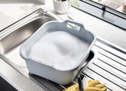 Addis Eco Made from 100 percent Recycled Plastic Washing up Bowl with twin handle, 9.5 Litre, Light Grey 518355