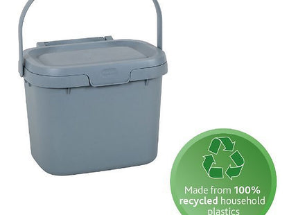 Addis Eco 100% Plastic Everyday Kitchen Food Waste Compost Caddy Bin, 4.5 Litre, Recycled Light Grey 518384