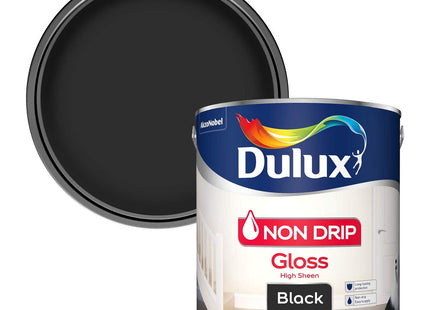 Dulux Non Drip Gloss Paint For Wood And Metal - Black 2.5 Litre