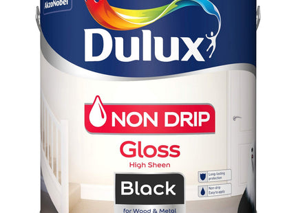 Dulux Non Drip Gloss Paint For Wood And Metal - Black 2.5 Litre