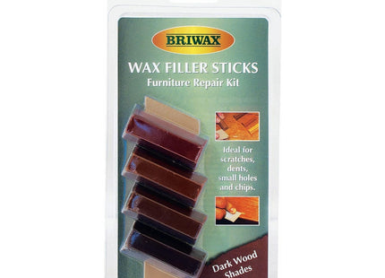 Briwax Wax Filler Sticks Dark Wood Shades - Quick Wood Repair for Scratches, Cracks & Nail Holes 4 Pack