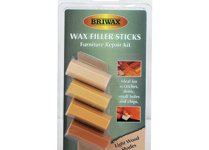 Briwax Wax Filler Sticks Light Wood Shades - Quick Wood Repair for Scratches, Cracks & Nail Holes 4 Pack