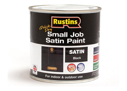 Rustins Small Job Satin Paint Black 250ml