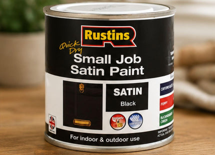 Rustins Small Job Satin Paint Black 250ml