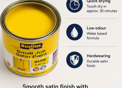 Rustins Small Job Satin Paint Buttercup 250ml