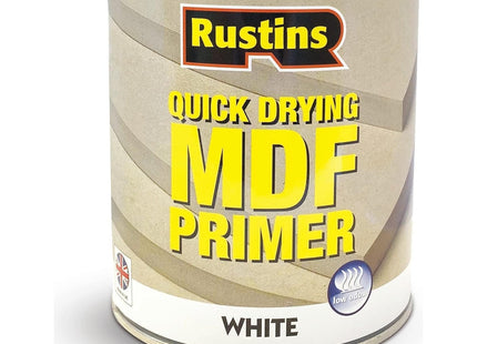 Rustins Quick Drying MDF White Primer -Quick-Drying, Smooth Finish Primer for Bare MDF Wood and Interior Surfaces 250ml