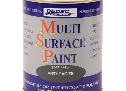 Bedec Multi Surface Paint Anthracite Grey Soft Satin 750ml