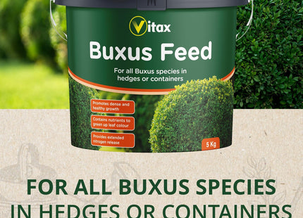 Vitax Buxus Feed, Suitable For Hedges & Containers, Extended Nitrogen Release, Promotes Healthy Growth: 5kg Tub