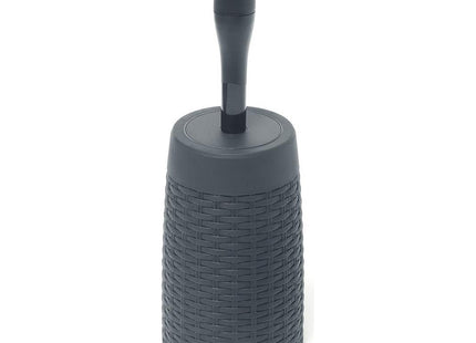 Addis Faux Rattan Round Toilet Brush Set with Internal Detergent Injection System, Charcoal Grey 517484