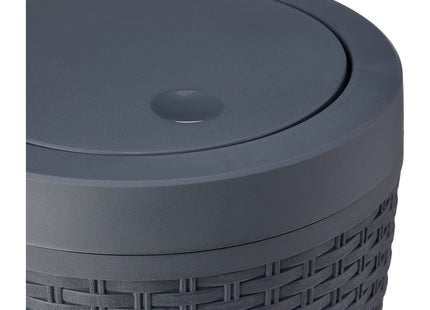 Addis Faux Rattan Round Swing Lid Bathroom Bin, Charcoal 517488