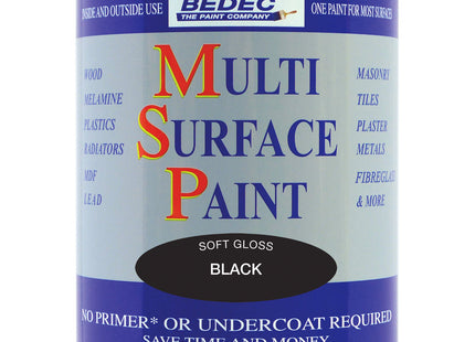 Bedec Multi Surface Paint Soft Gloss Black 750ml