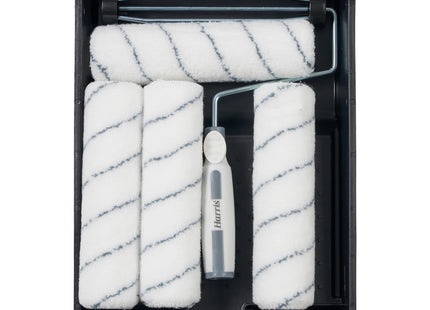 Harris Seriously Good Walls & Ceilings Paint Roller Set 9in, 1 x 9" Frame, 4 x 9" Medium Pile Roller Sleeves & Tray 9"