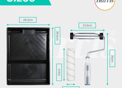 Harris Seriously Good Walls & Ceilings Paint Roller Set 9in, 1 x 9" Frame, 4 x 9" Medium Pile Roller Sleeves & Tray 9"
