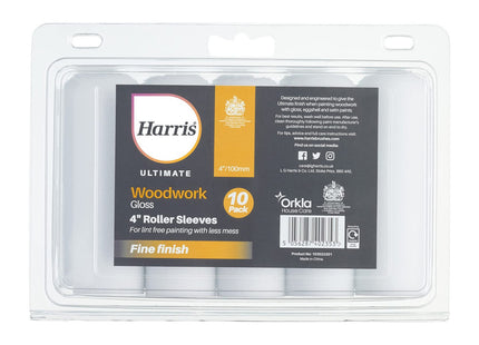 Harris Ultimate Woodwork Gloss Roller Sleeves, 10 Pack, 4"