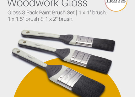 Harris Seriously Good 3 Pack Gloss Flat Brush Set, 1in, 1.5in, 2in